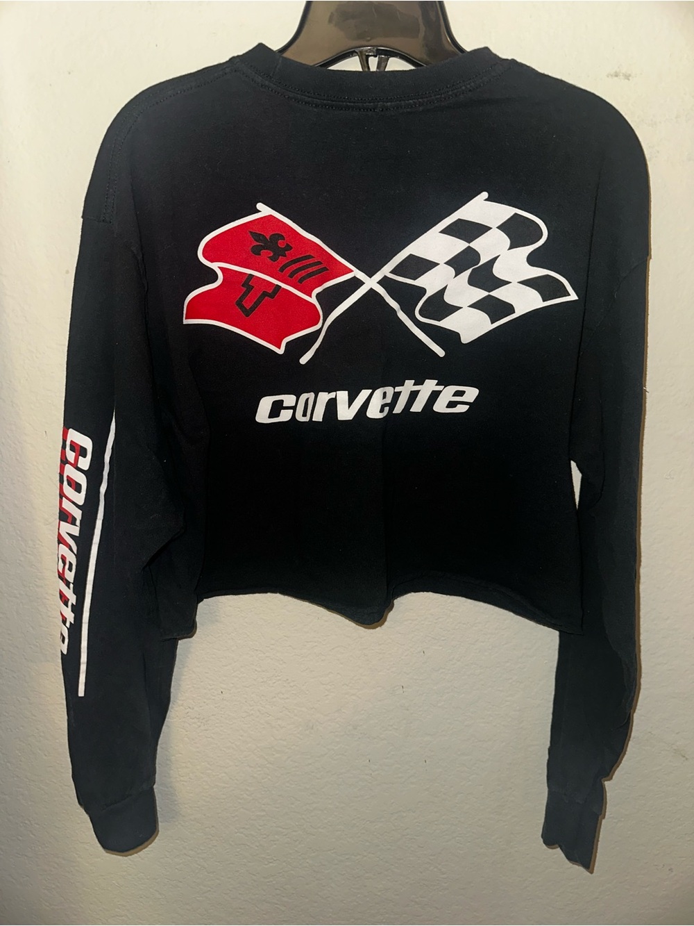 Corvette graphic long sleeve crop top size large
